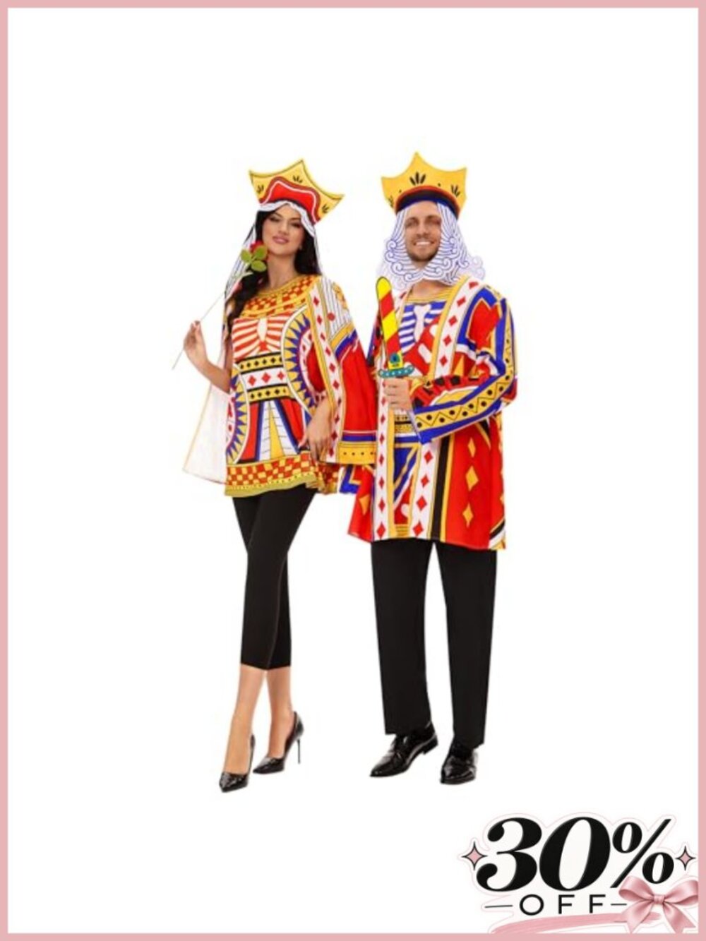 King Queen Couples Halloween Costume Set Polyester Adults Party Cosplay